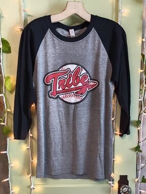 Women's Vintage Brand Tribe Guardians Indians Black Grey Baseball Tee M